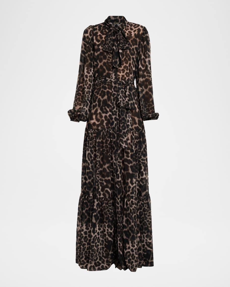 Kobi Halperin Baird Tiered Animal-Print Maxi Dress | Neiman Marcus
