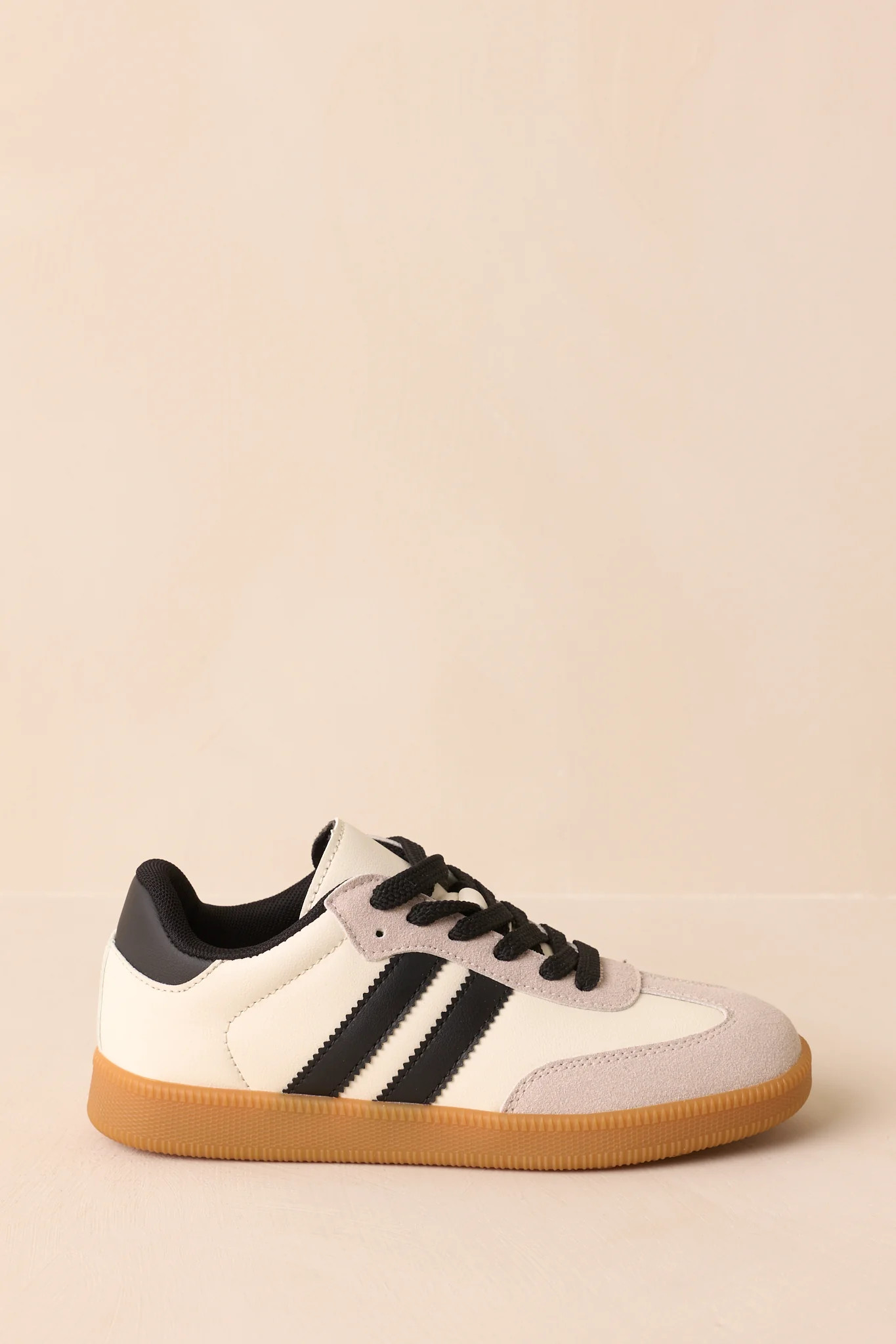 Bring The Good Vibes Ivory Faux Leather Lace-Up Sneakers | Red Dress