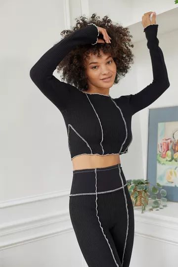 Out From Under Bella Thermal Seamed Long Sleeve Top | Urban Outfitters (US and RoW)