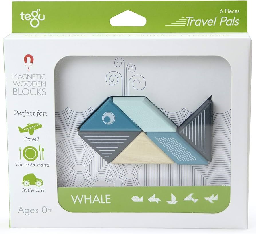 6 Piece Tegu Travel Pal Magnetic Wooden Block Set, Whale | Amazon (US)