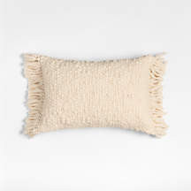 Chunky Woven Wool Fringe 22"x15" Arctic Ivory Throw Pillow Cover + Reviews | Crate & Barrel | Crate & Barrel