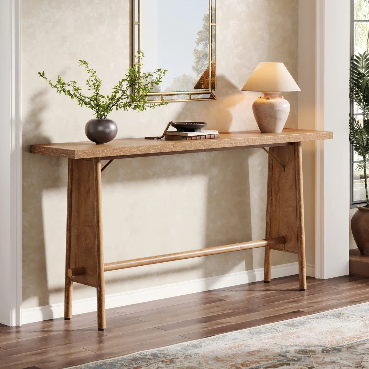 63" Modern Entryway Table, Natural Brown Console Table | Wayfair North America
