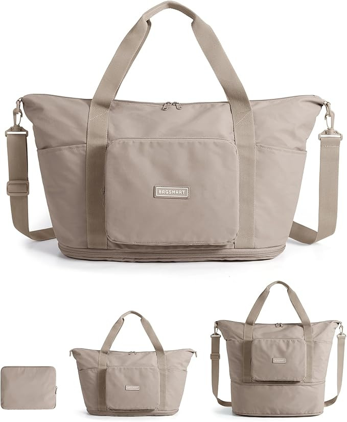 BAGSMART Foldable Travel Bag, 37L Duffle Bag for Travel, Expendable Carry on Weekender Duffel, Li... | Amazon (US)