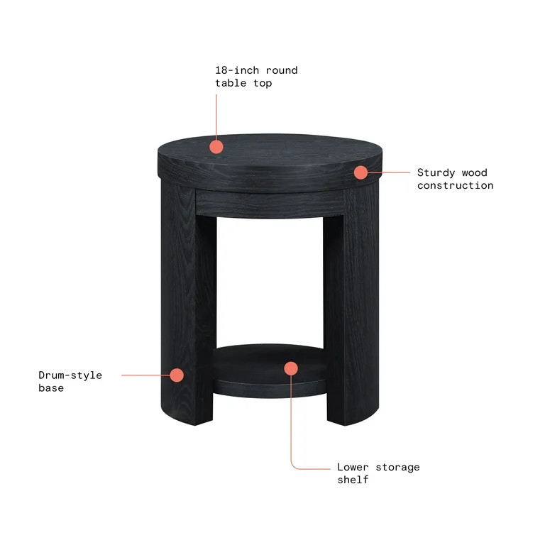 Beautiful Drew Side Table, Rich Black Finish - Walmart.com | Walmart (US)