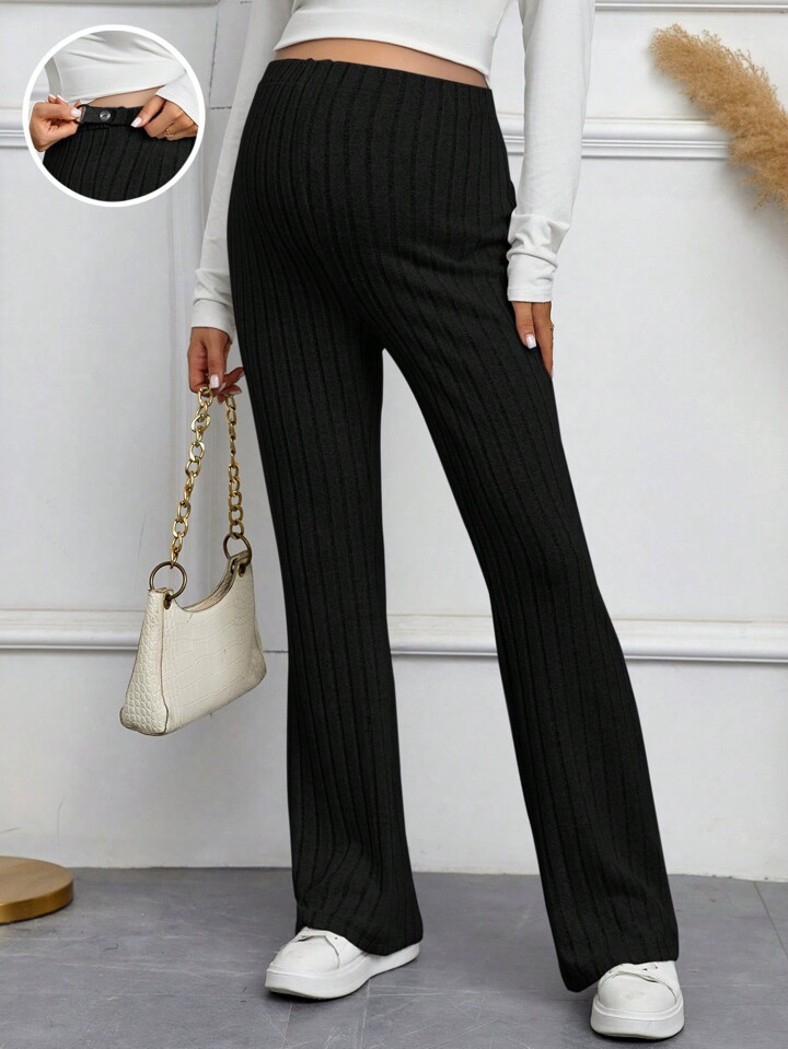 SHEIN Maternity Adjustable Waist Flare Leg Pants | SHEIN