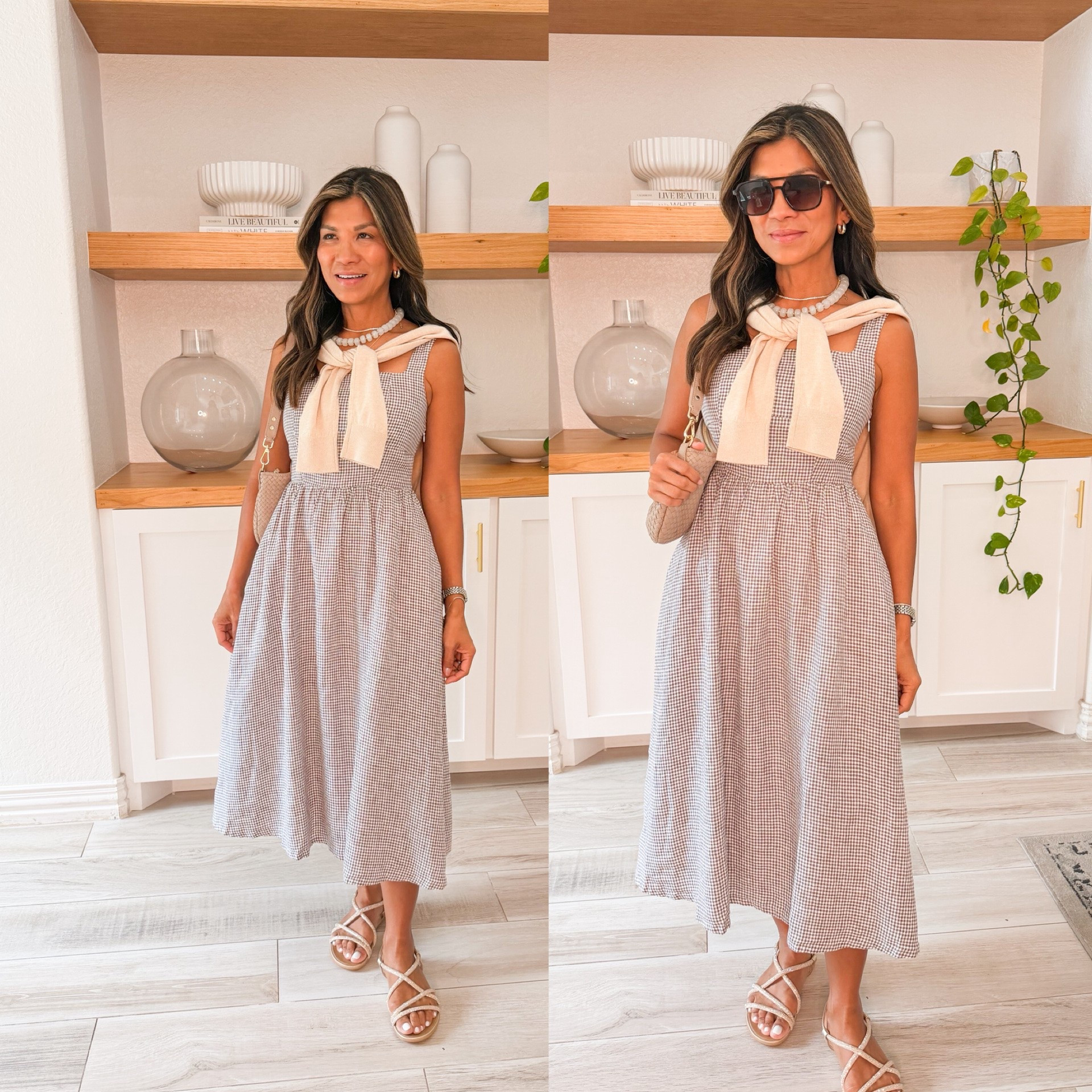 I’m 5’2” 118#ish for reference 
Linen Dress in XS -if you are bigger chested size up. I’m a 34-C.
Sandals tts-linking in several stores 
Lightweight sweater in small
Linen outfit, Europe outfit, Italy outfit
over 50 style, midlife fashion, petite fashion,midlife women, affordable fashion, fashion over40

#LTKOver40 #LTKPetite #LTKmomlife