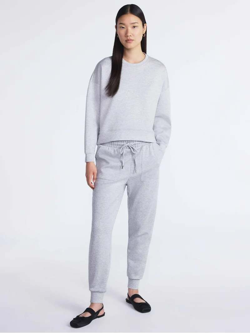 Scoop Women's and Women's Plus New Scubaknit Cropped Sweatshirt with Drop Sleeves, Sizes XS-4X | Walmart (US)