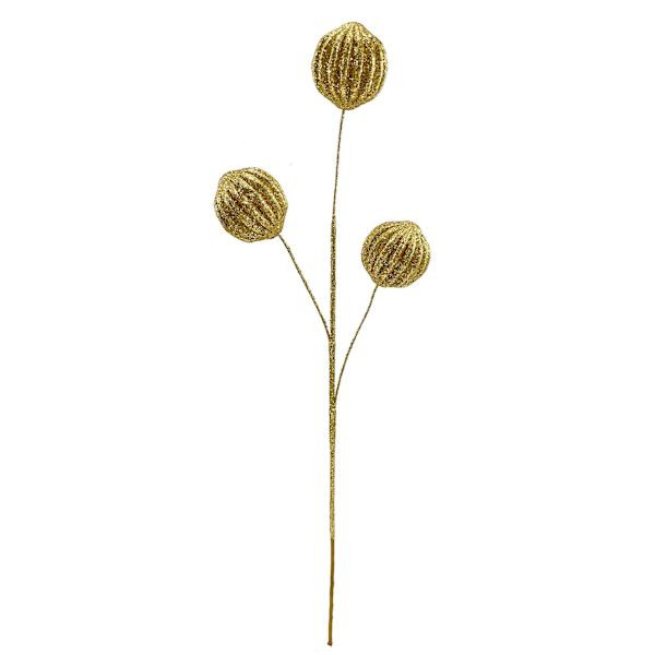 Classic Christmas Golden Glitter Ball Stem, 28" | At Home