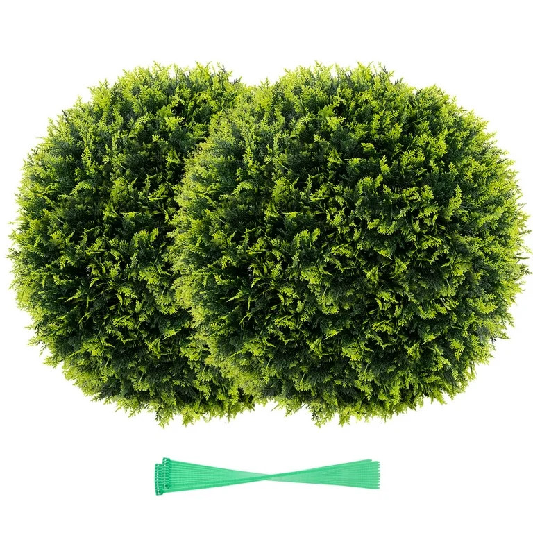 Costway 2 PCS 20" Artificial Cedar Topiary Balls Sun-protective Round Greenery Bushes - Walmart.c... | Walmart (US)