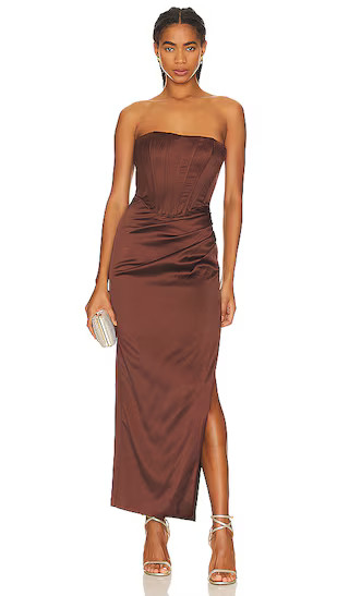 Everlasting Satin Dress in Chocolate | Revolve Clothing (Global)