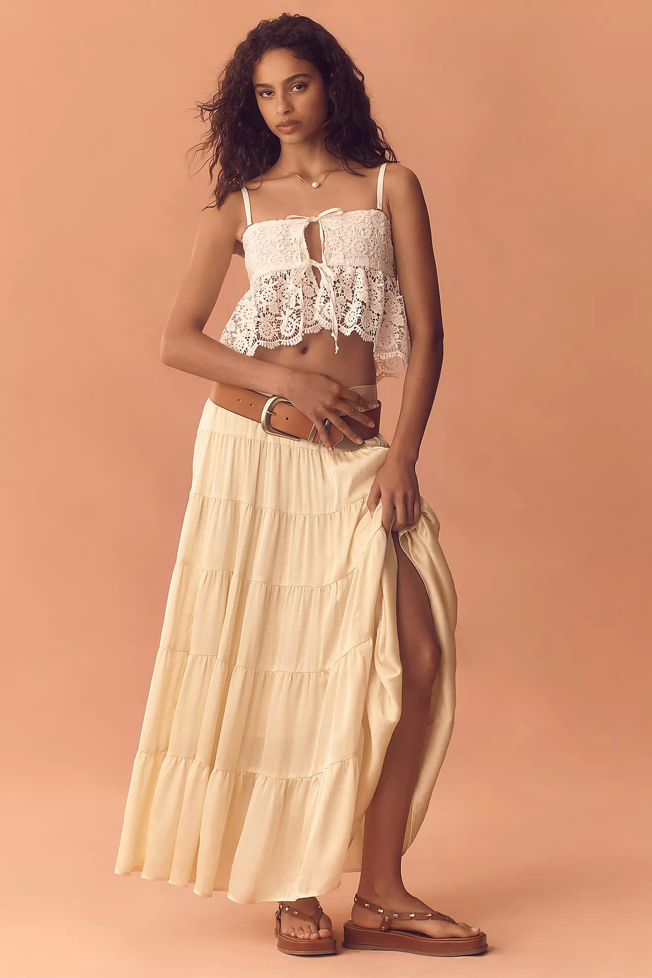 By Anthropologie Tiered Petticoat Midi Skirt | Anthropologie (US)