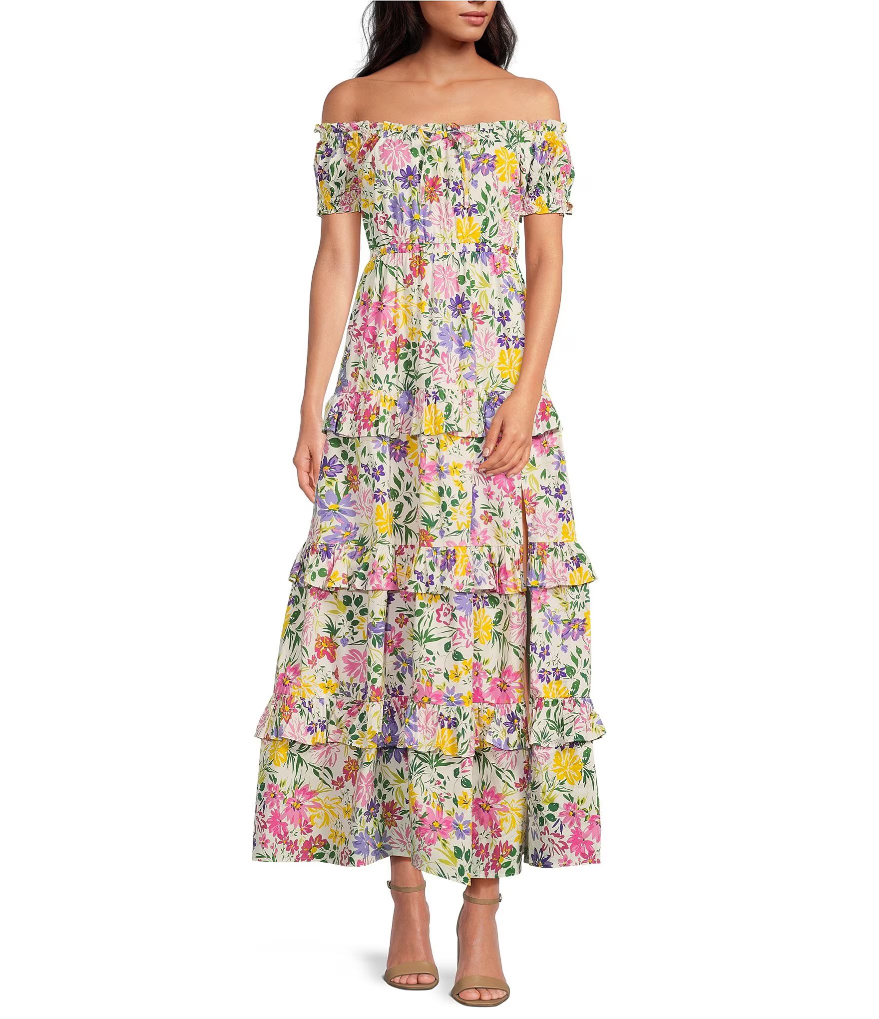Viona Floral Off The Shoulder Maxi Dress | Dillard's