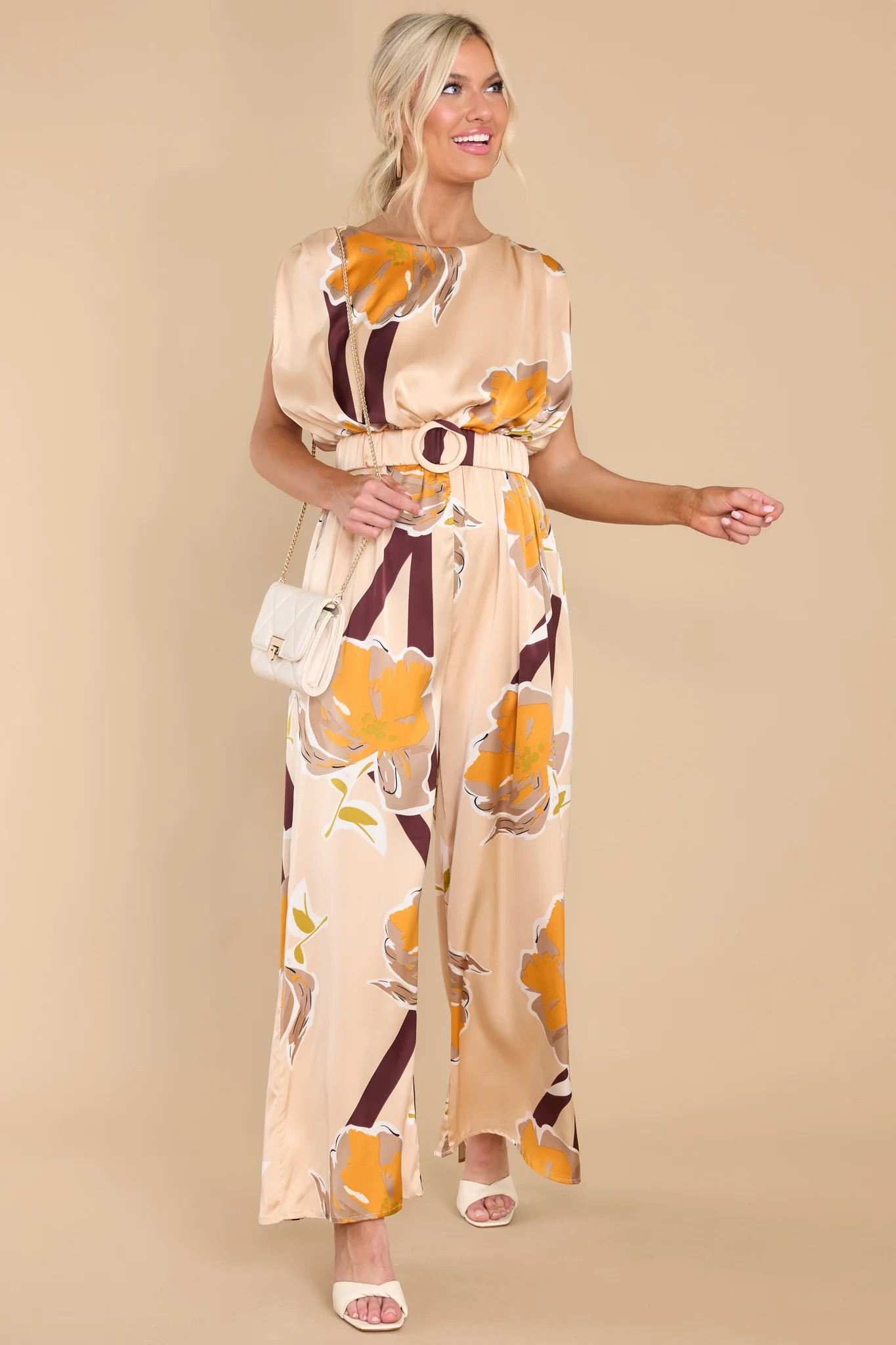 My Greatest Treasure Taupe Print Jumpsuit | Red Dress 