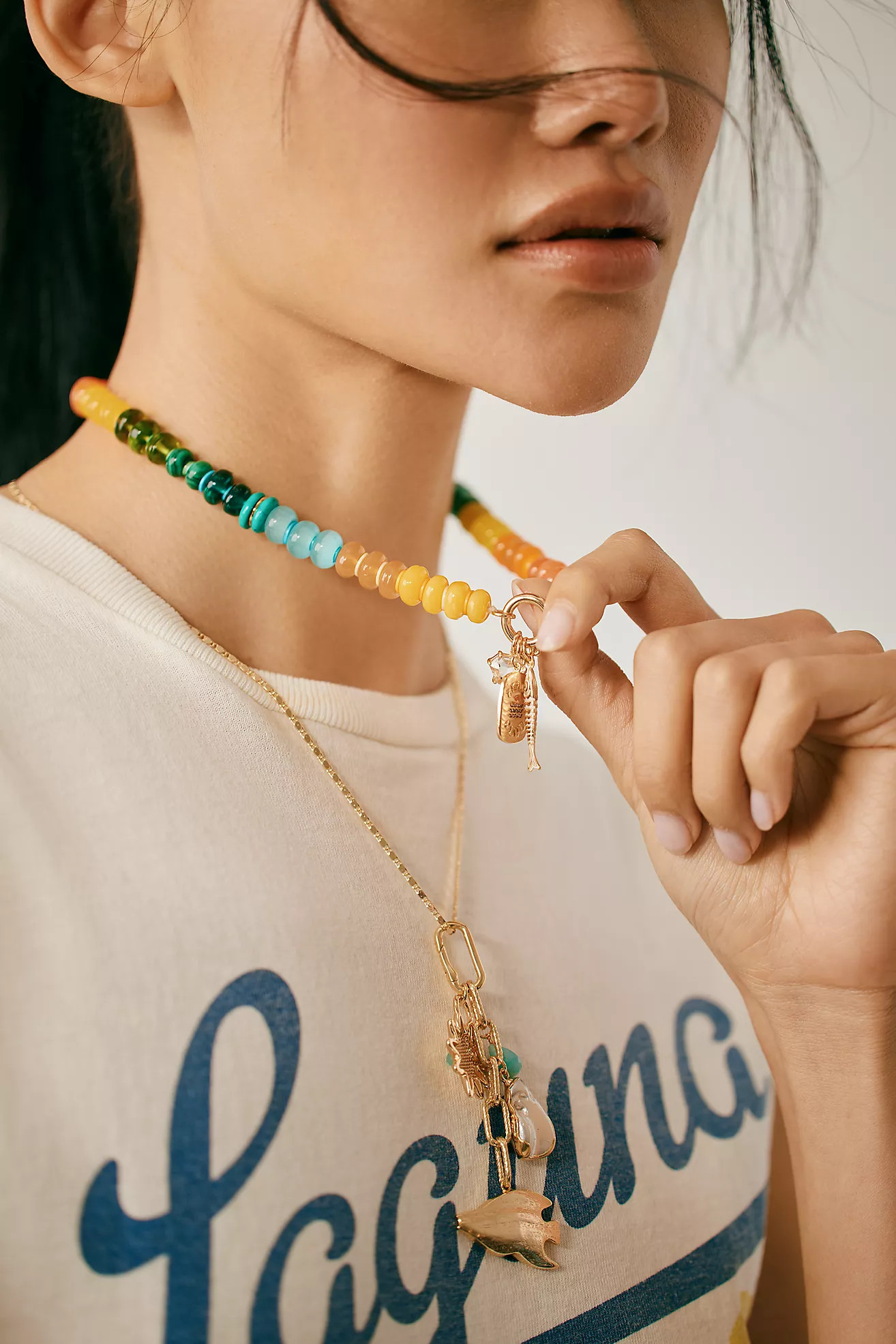 Beaded Charm Cluster Necklace | Anthropologie (US)