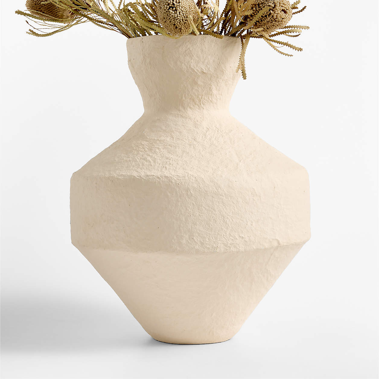 Marla White Paper Mache Vase 19" | Crate & Barrel | Crate & Barrel