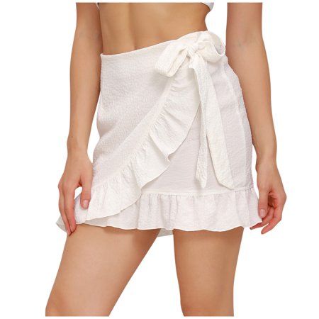 LWZWM Skirt Women Summer Casual Mini Skirt Wrap Skirt Ruffle Skirt Slimming Skirt Wedding Skirt High | Walmart (US)