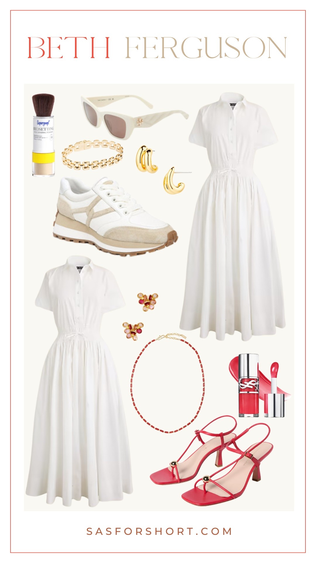 One white dress, two summer moods ☀️ & 💄
Casual with sneakers for day or bold with red accents for night—this white dress is your new seasonal staple. Add a swipe of lip color, statement jewelry, and you’re ready to take on anything in style.
👟: Comfy kicks + cool sunnies = chic on the go
👠: Red heels + matching jewelry = summer date night perfection

#LTKPetite #LTKOver40 #LTKShoeCrush