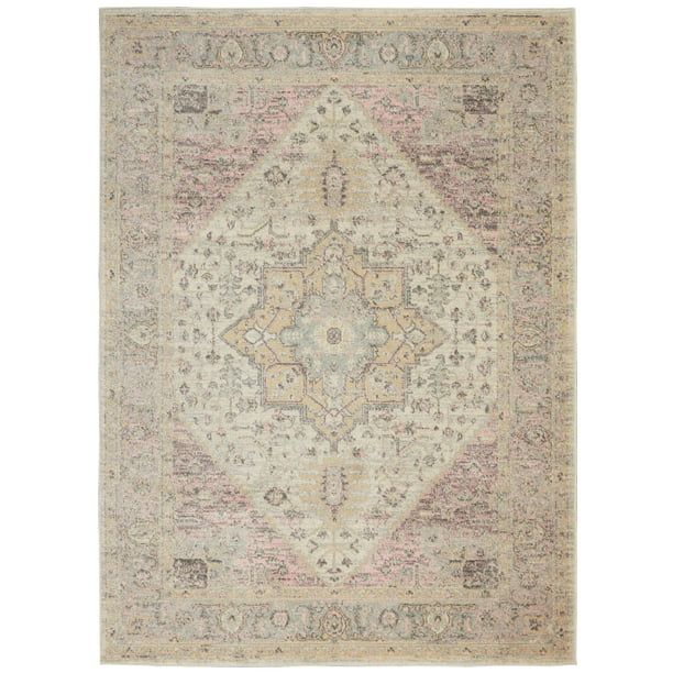 Nourison Tranquil Distressed Persian Ivory/Pink 5'3" x 7'3" Area Rug, (5' x 7') - Walmart.com | Walmart (US)