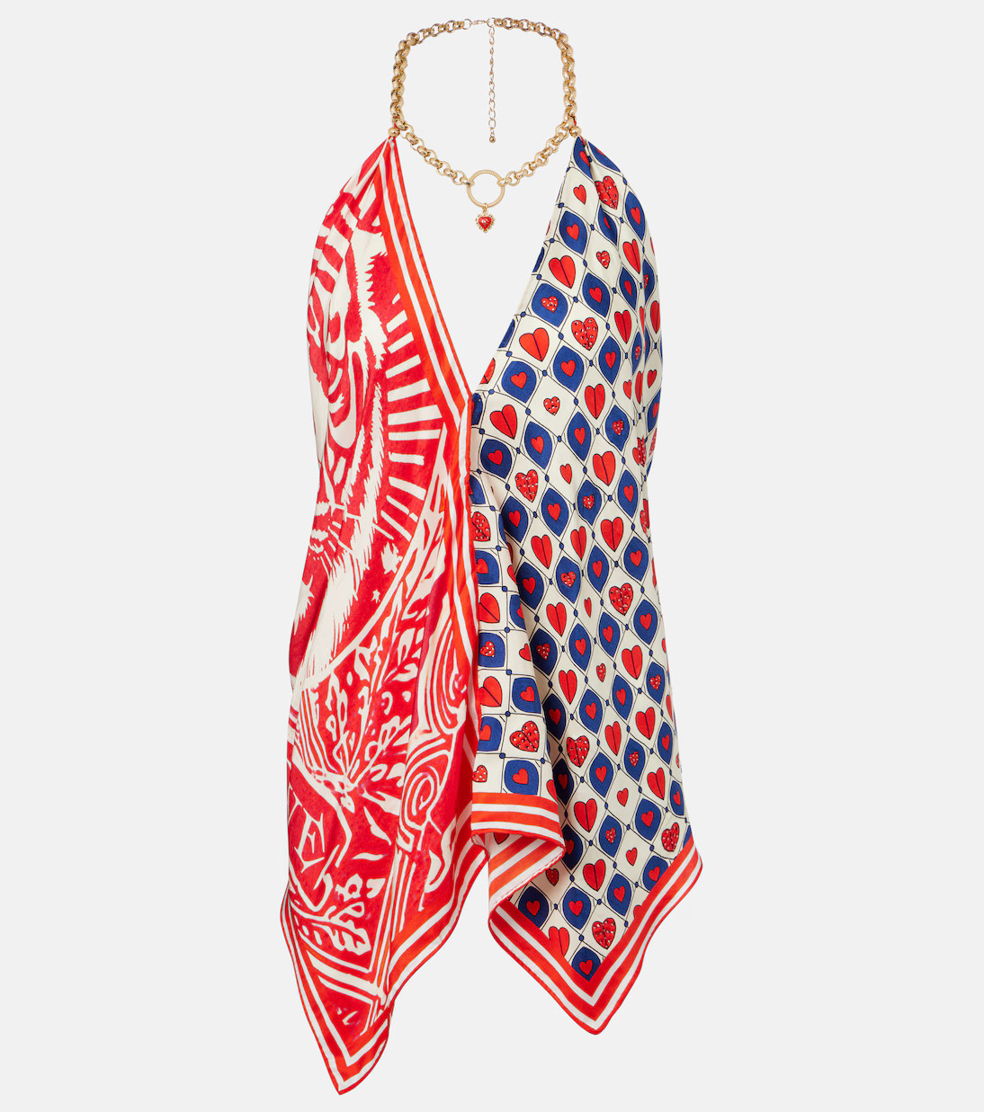 Chain-detail printed silk twill top | Mytheresa (US/CA)