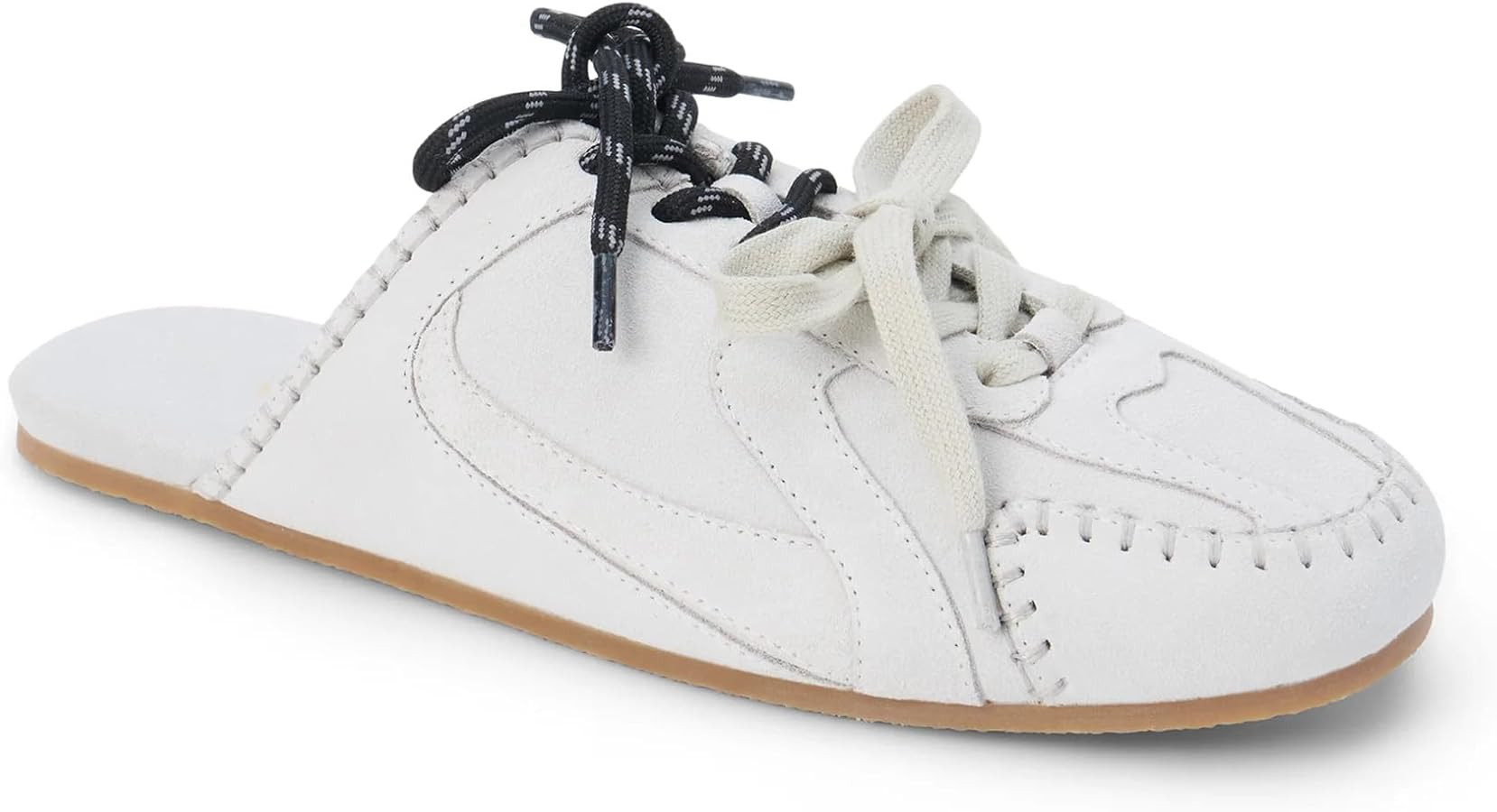 Sneaker Mules for Women Round Toe Lace up Slip on Suede Mule with Two Tone Laces Closed Toe Casua... | Amazon (US)