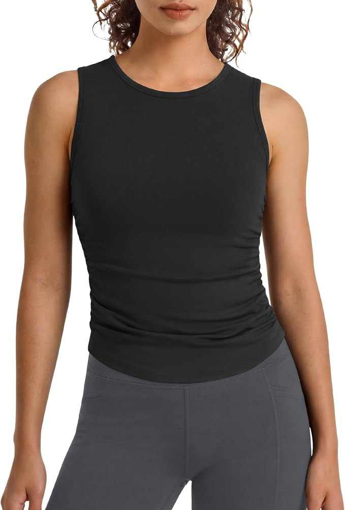 G4Free BareFeel Women's Workout Tank Tops Ruched Sleeveless High Neck Yoga | Amazon (US)