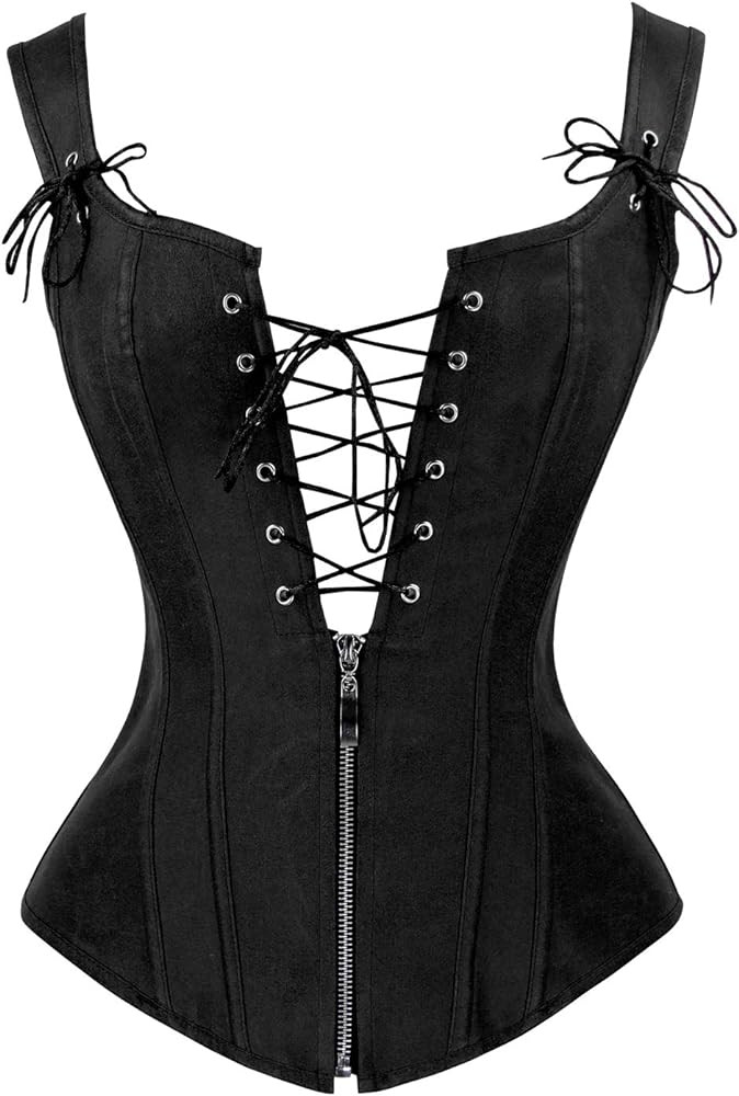 Charmian Women's Renaissance Lace Up Vintage Boned Bustier Corset with Garters | Amazon (US)