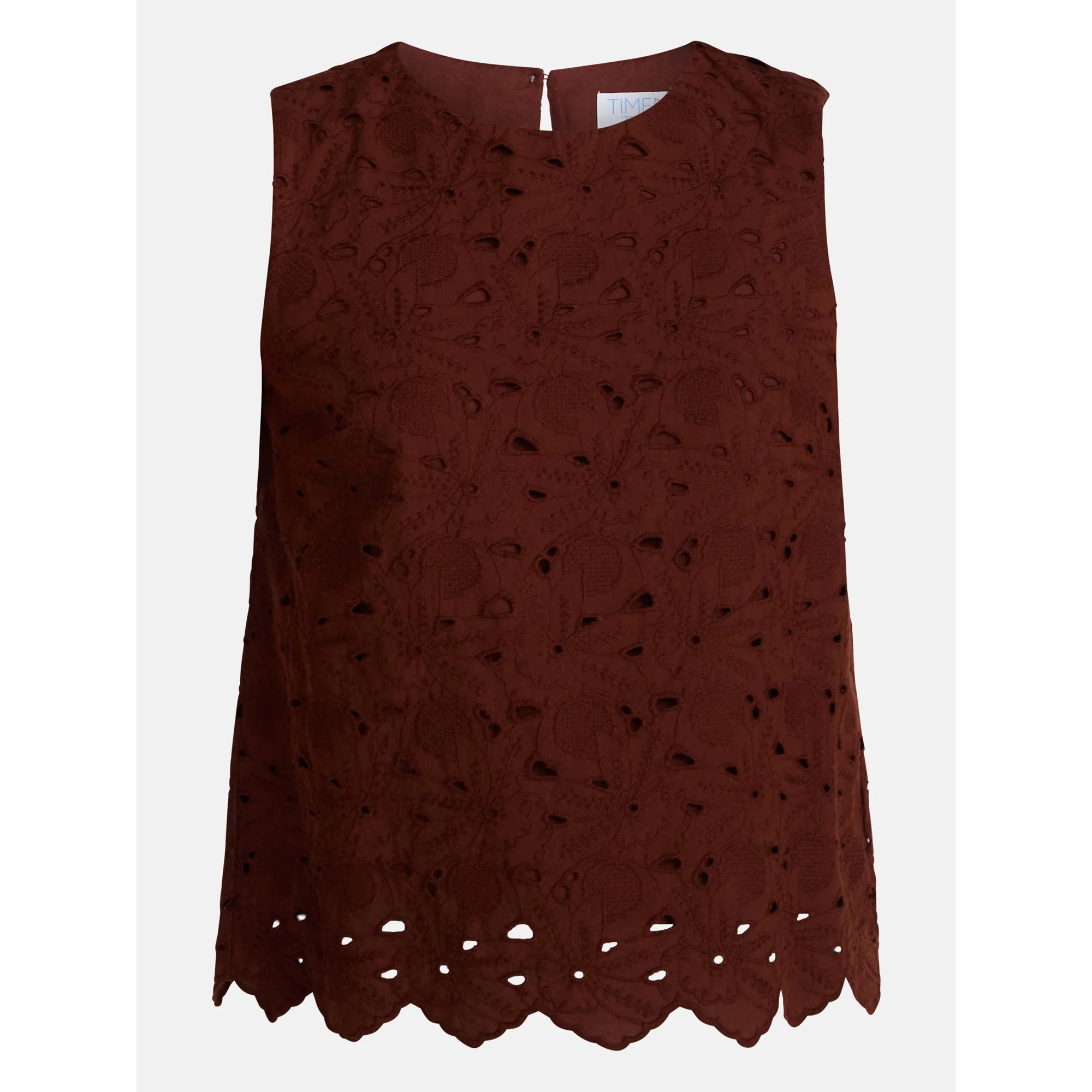 Time and Tru Women’s and Women’s Plus Eyelet Embroidered Top, Sizes XS-4X | Walmart (US)