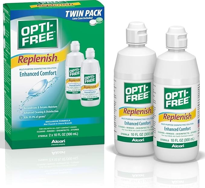 Opti Free Replenish, Multi Purpose Disinfecting Solution with Lens, 20 Fl Oz | Amazon (US)