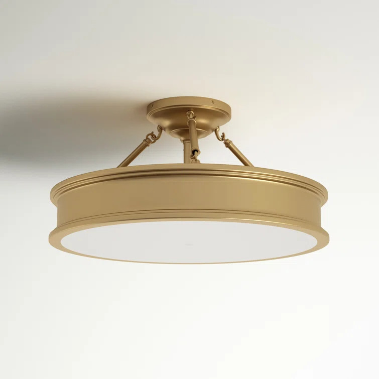 Everlee 3 - Light 19'' Shaded Drum Semi Flush Mount | Wayfair North America