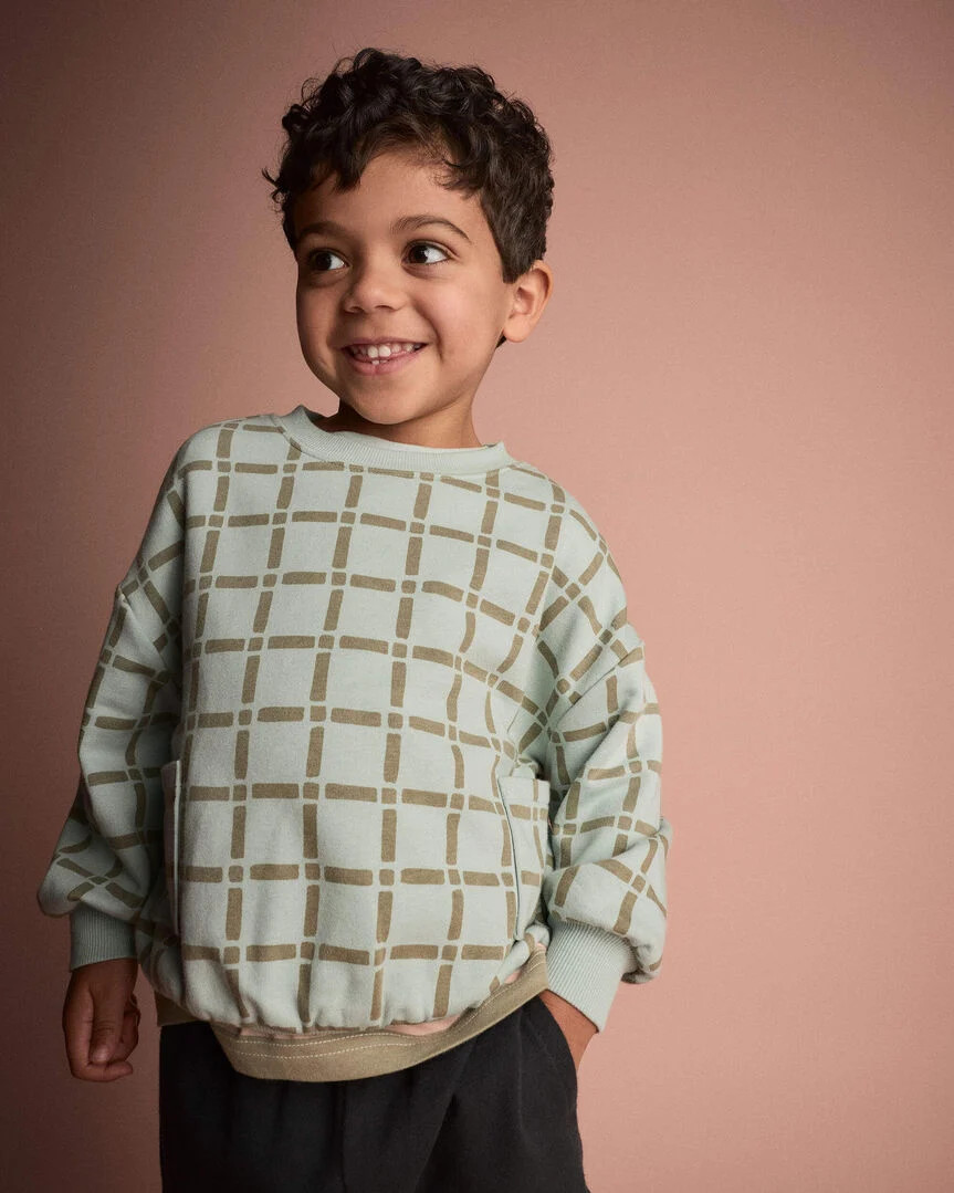 Toddler Otter Sweatshirt\u2122 with Pockets in Checkered Print - Light Blue - Otter Avenue | Cart... | Carter's Inc