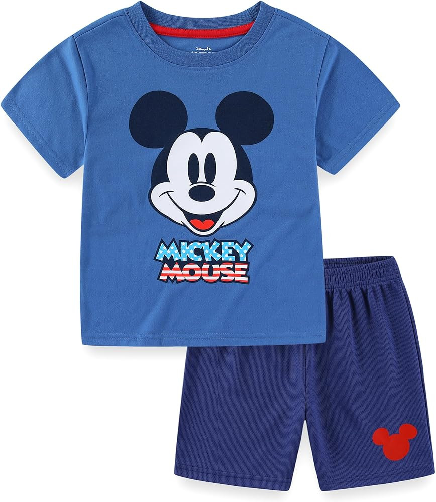 Disney Mickey Mouse Boys Short Sleeve T-Shirt and Active Mesh Shorts Set for Toddler and Big Kids | Amazon (US)