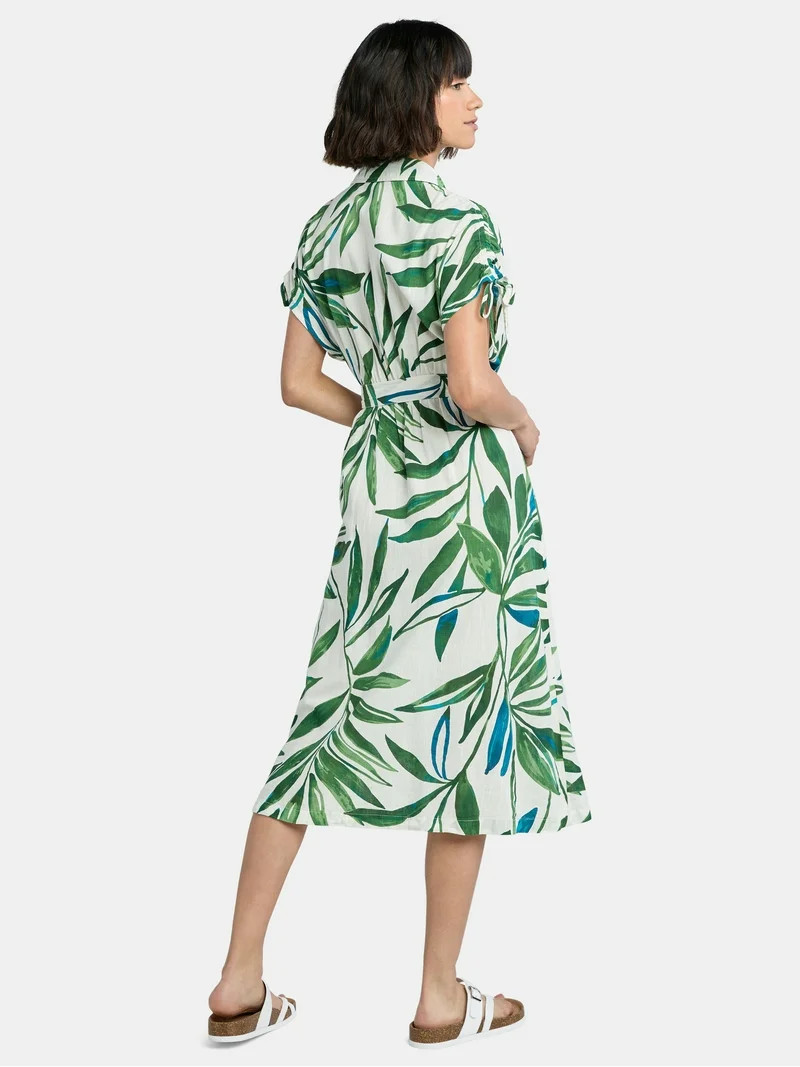 Time and Tru Women's and Women's Plus Midi Shirtdress, Sizes XS-4X | Walmart (US)