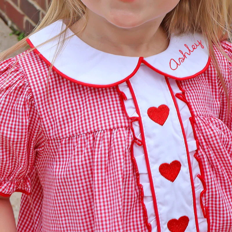 Heart Embroidered Red Gingham Camila Dress | Classic Whimsy