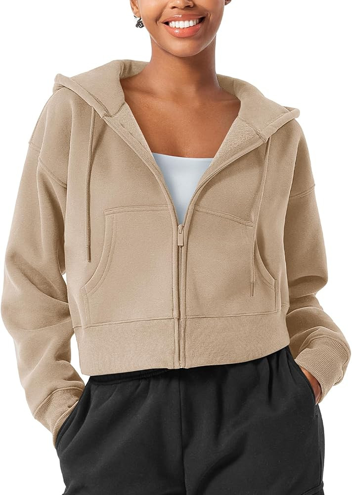 YEOREO Zip Up Hoodies for Women Fleece Pullover Cropped Crew Neck Sweatshirts Katrine Fall Winter... | Amazon (US)