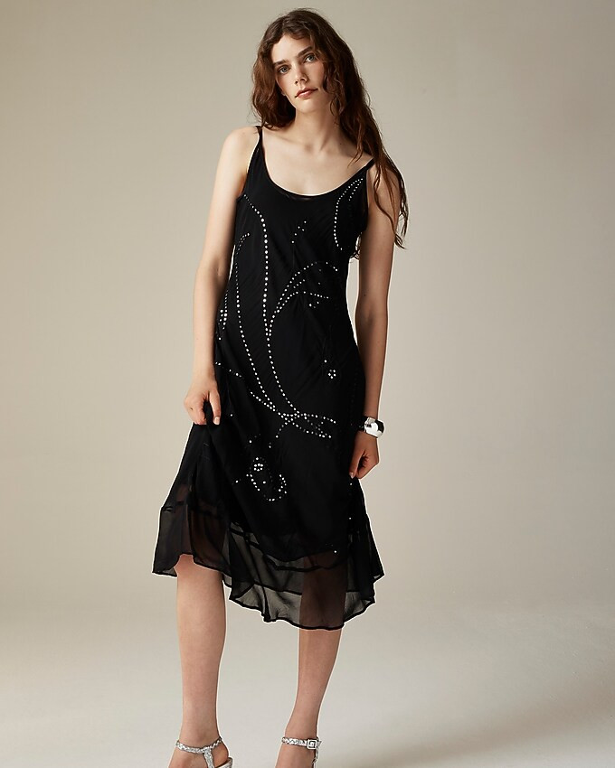 Maryam Nassir Zadeh X J.Crew embellished bias-cut slip dress in chiffon | J. Crew US