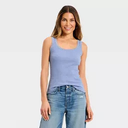 Women's Rib Lace Tank Top - Universal Thread\u2122 Blue M | Target