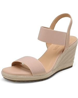DREAM PAIRS Womens Open Toe Espadrilles Dressy Platform Sandals Slip on Elastic Ankle Strap Wedge... | Amazon (US)