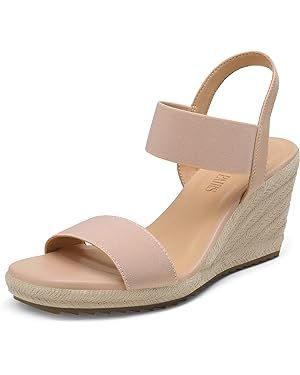 DREAM PAIRS Womens Open Toe Espadrilles Dressy Platform Sandals Slip on Elastic Ankle Strap Wedge... | Amazon (US)