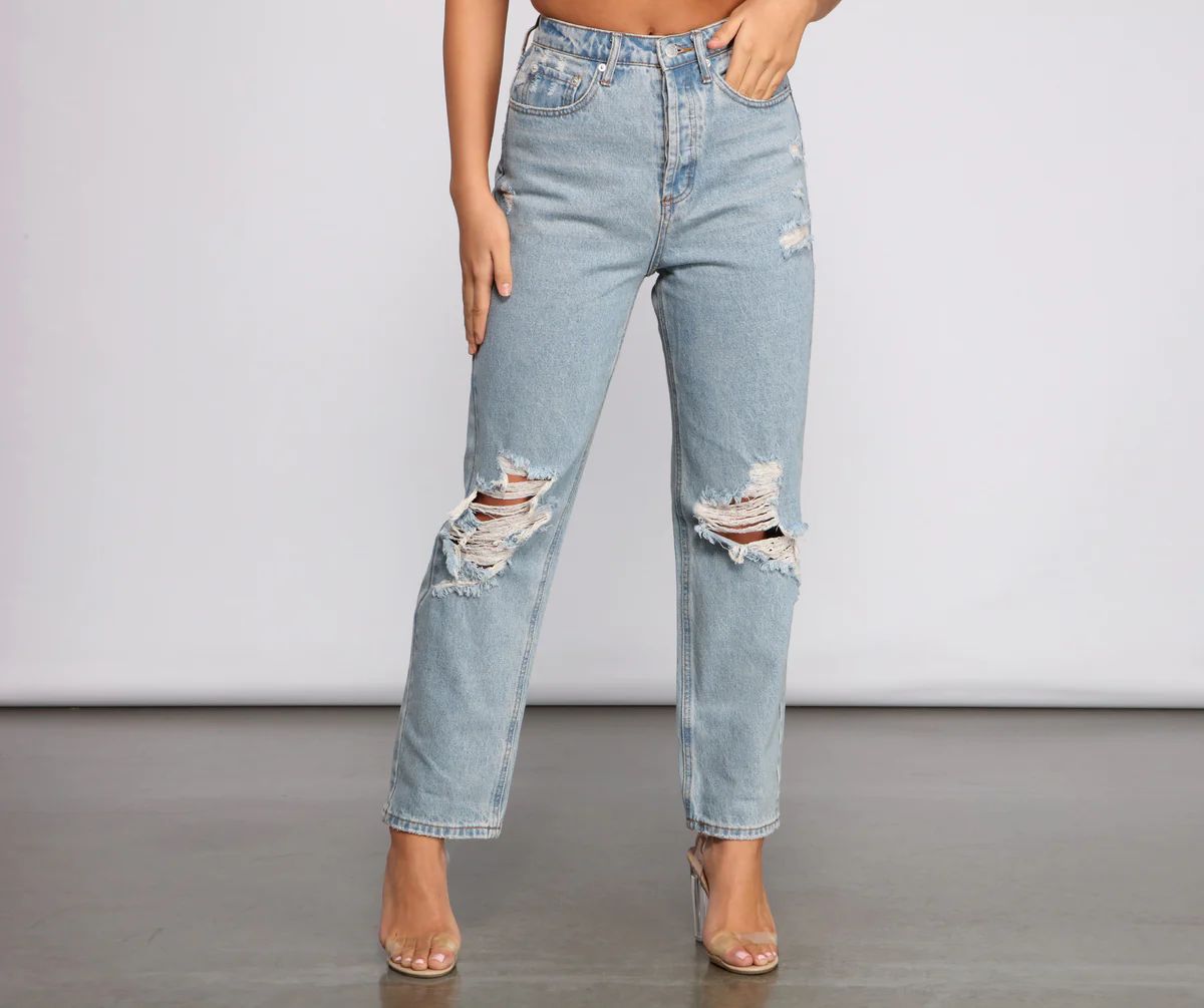 Classic Staple High Rise Destructed Boyfriend Jeans | Windsor Stores