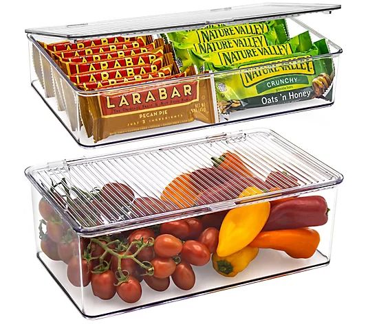 Sorbus Set of Two Storage Bins for Fridge and Pantry with Lids - QVC.com | QVC