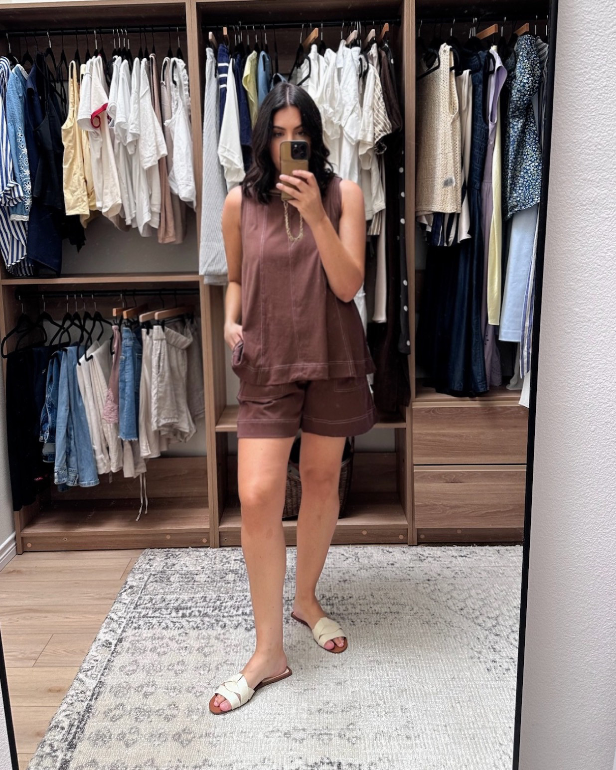 I feel like the photo doesn’t do this set justice – it’s darling in person. It does run a touch big overall, I’m in the large and the shorts are quite long / loose. I like the length / fit of the top though! It comes in a few other hues as well. I like this set for a quick toss on outfit when I don’t know what else to wear. Sets liket his make it easy for me to get out the door. 

 