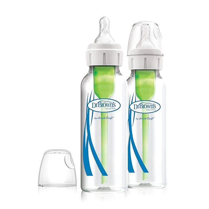 Dr. Brown’s Options+ Anti-Colic Glass Baby Bottles, 8 oz, 0m+ - Narrow Glass Baby Bottle to Red... | Amazon (US)