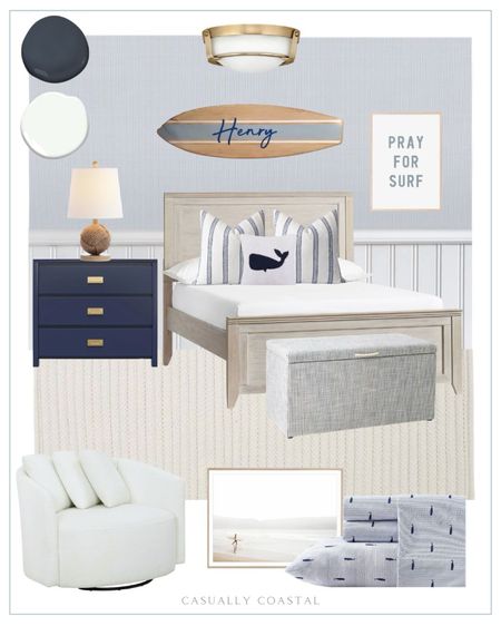 Coastal Bedroom ideas for boys! 💙 
- 
Coastal bedroom, boys room, boys bedroom, toddler bedroom, coastal home decor, coastal decor, coastal style, beach home, beach house decor, beach house bedroom, blue and white bedroom, wooden bookcase, glass flush mount, surfboard decor, surfboard personalized wall art, wooden surfboard, solid area rug, coastal area rug, bedroom rug, 8x10 area rug, whale knitted throw pillow, bed pillows, pillow styling, bedroom mood board, bedroom design, storage bench, target furniture, upholstered bedroom bench, coastal lamp, Amazon lamps, nautical lamps, seersucker stripe wallpaper, 2 drawer nightstand, navy blue nightstands, coastal nightstands, boys nightstand, minimalist beach print, surfer poster board, coastal artwork, nautica twin sheets, cotton sheets, Amazon sheets, cotton percale bedding set, Walmart accent chair, bedroom chair, toy storage, blue & white sheet set, pray for surf artwork, pray for surf print, Hampton classic bed, navy stripe pillow cover, twin beds, pottery barn beds, full size beds, light wood bed, neutral rugs, soft rugs, brass flush mount light, bedroom lighting, coastal lighting, kids bedroom ideas, airbnb decor

#LTKfindsunder100 #LTKfindsunder50 #LTKhome