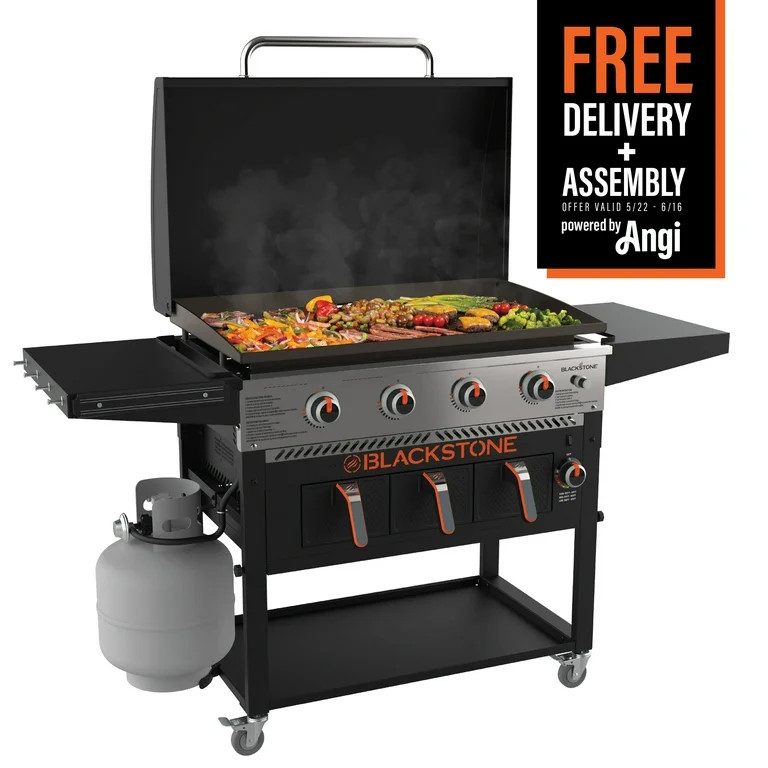 Blackstone 4-Burner 36" Propane Outdoor Griddle with Air Fryer and Hood | Walmart (US)