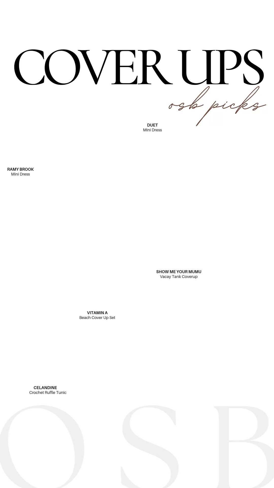 Similar coverups that I’m loving this resort season! Great finds from Anthropologie, Ramy Brook, Show Me Your Mumu, and more! 🖤

#LTKSeasonal #LTKSwim #LTKTravel