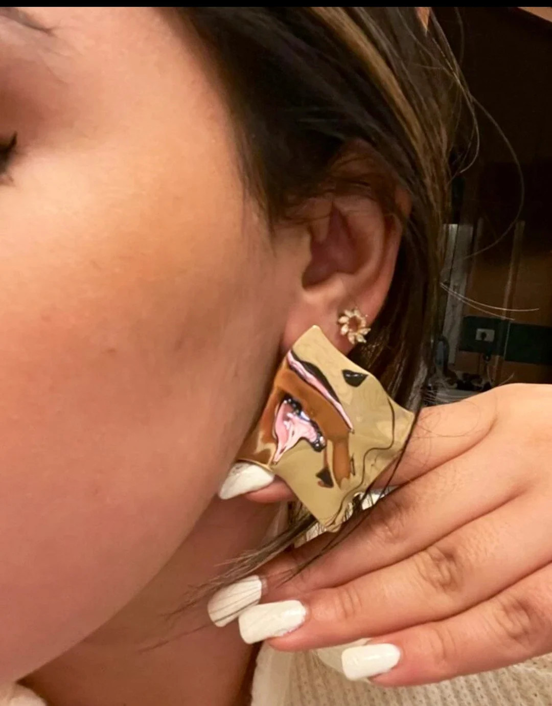 Gold Irregular Shape Earrings Large Oversized Metal Earrings - Etsy UK | Etsy (UK)