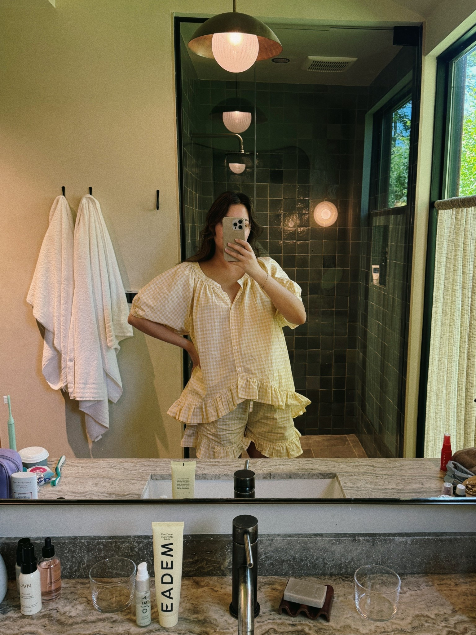 cutest yellow ruffle gingham pajamas 💛 bump friendly! 

#LTKBump #LTKStyleTip #LTKFindsUnder100