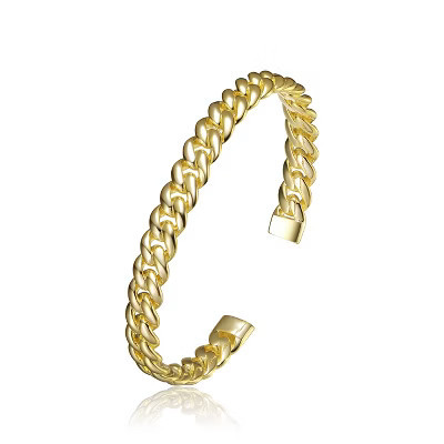 Guili 14K Gold Plated Chain Cuff Bracelet for Women - Stylish and Modern Jewelry Accessory Perfect for Everyday Wear or Special Occasions | Target