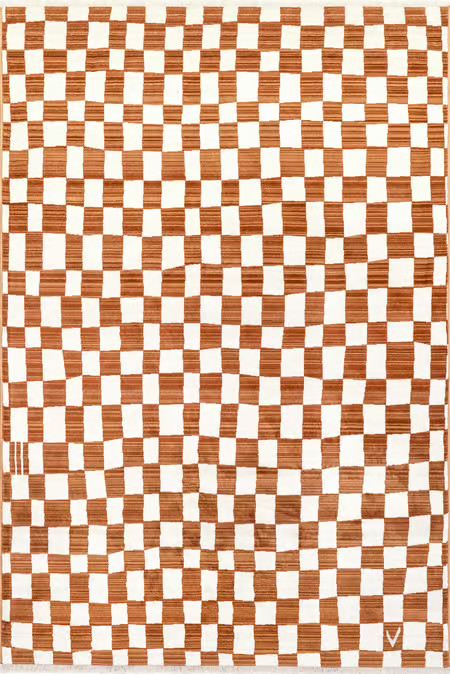 Orange Rasali Checkered Box 5' x 8' Area Rug | Rugs USA