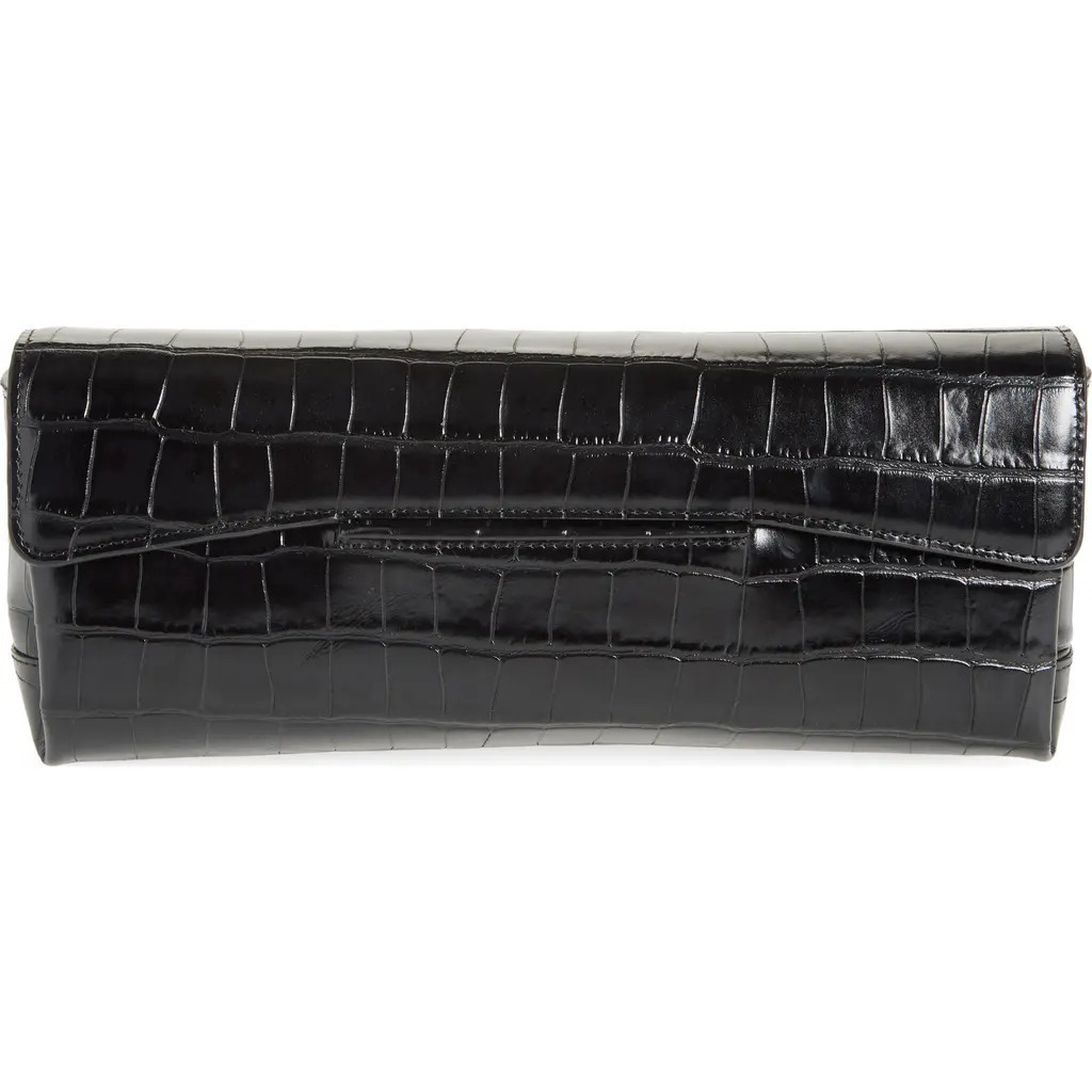 TOTEME Soft Croc Embossed Leather Clutch in Black at Nordstrom | Nordstrom